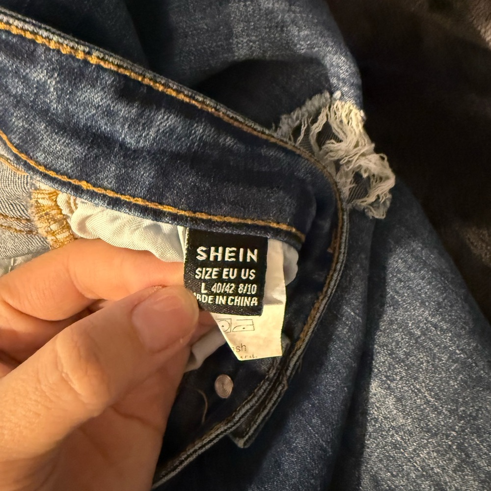 SHEIN High Rise Ripped Blue Jeans - Picture 3 of 3